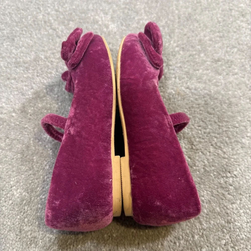 Janie and Jack Velvet Bow Mary Jane Flats Ballet Berry Pink Size 7 Wedding Guest